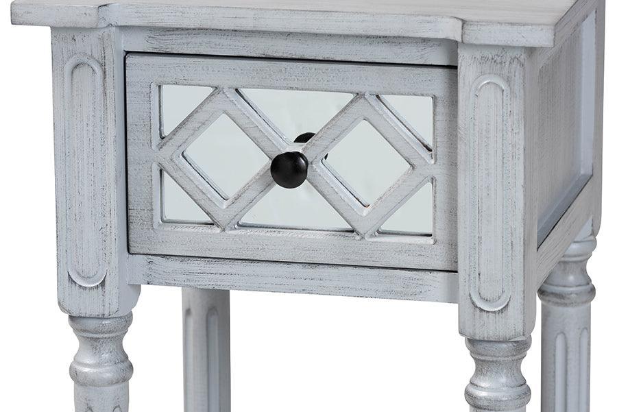 Baxton Studio Gellert Classic and Traditional Grey Finished Wood 1-Drawer End Table FredCo