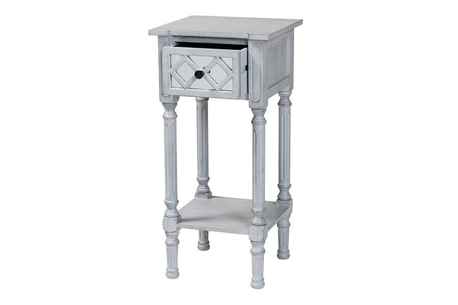 Baxton Studio Gellert Classic and Traditional Grey Finished Wood 1-Drawer End Table FredCo