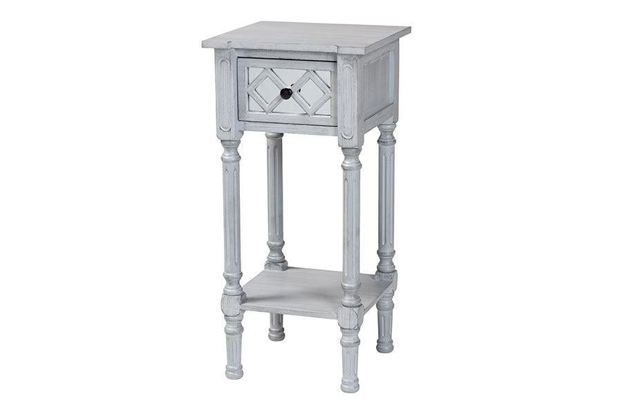 Baxton Studio Gellert Classic and Traditional Grey Finished Wood 1-Drawer End Table FredCo