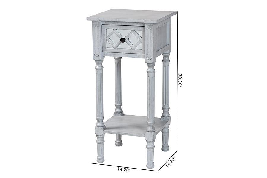 Baxton Studio Gellert Classic and Traditional Grey Finished Wood 1-Drawer End Table FredCo