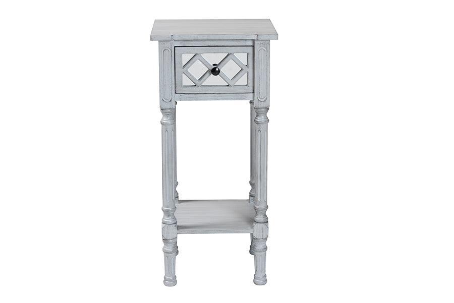 Baxton Studio Gellert Classic and Traditional Grey Finished Wood 1-Drawer End Table FredCo