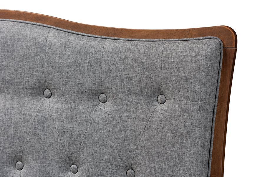 Baxton Studio Georgia Classic and Traditional Grey Fabric and Walnut Brown Finished Wood Headboard FredCo