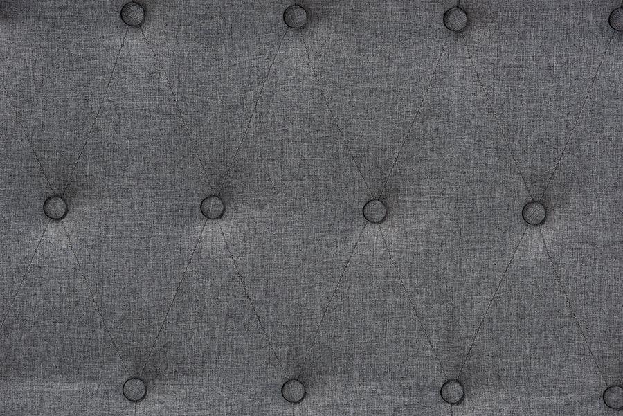 Baxton Studio Georgia Classic and Traditional Grey Fabric and Walnut Brown Finished Wood Headboard FredCo