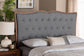 Baxton Studio Georgia Classic and Traditional Grey Fabric and Walnut Brown Finished Wood Headboard FredCo