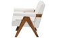 Baxton Studio Georgina Japandi Cream Boucle and Walnut Brown Wood Accent Chair FredCo