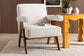 Baxton Studio Georgina Japandi Cream Boucle and Walnut Brown Wood Accent Chair FredCo