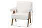 Baxton Studio Georgina Japandi Cream Boucle and Walnut Brown Wood Accent Chair FredCo