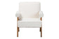 Baxton Studio Georgina Japandi Cream Boucle and Walnut Brown Wood Accent Chair FredCo