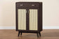Baxton Studio Giancarlo Mid-Century Modern Espresso Brown Wood 2-Door Shoe Cabinet with Rattan Door FredCo