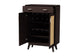 Baxton Studio Giancarlo Mid-Century Modern Espresso Brown Wood 2-Door Shoe Cabinet with Rattan Door FredCo