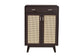 Baxton Studio Giancarlo Mid-Century Modern Espresso Brown Wood 2-Door Shoe Cabinet with Rattan Door FredCo