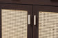 Baxton Studio Giancarlo Mid-Century Modern Espresso Brown Wood 2-Door Shoe Cabinet with Rattan Door FredCo