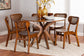 Baxton Studio Giuliana Mid-Century Modern Walnut Brown Finished Wood and Woven Rattan 7-Piece Dining Set FredCo