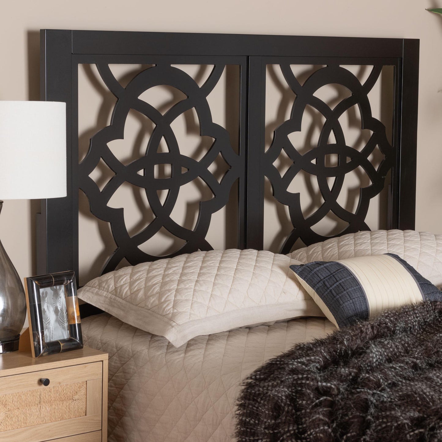 Baxton Studio Glaucia Modern Dark Brown Finished Wood Queen Size Headboard FredCo