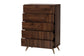 Baxton Studio Graceland Mid-Century Modern Transitional Walnut Brown Finished Wood 5-Drawer Storage Chest FredCo
