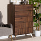 Baxton Studio Graceland Mid-Century Modern Transitional Walnut Brown Finished Wood 5-Drawer Storage Chest FredCo