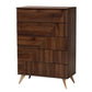 Baxton Studio Graceland Mid-Century Modern Transitional Walnut Brown Finished Wood 5-Drawer Storage Chest FredCo
