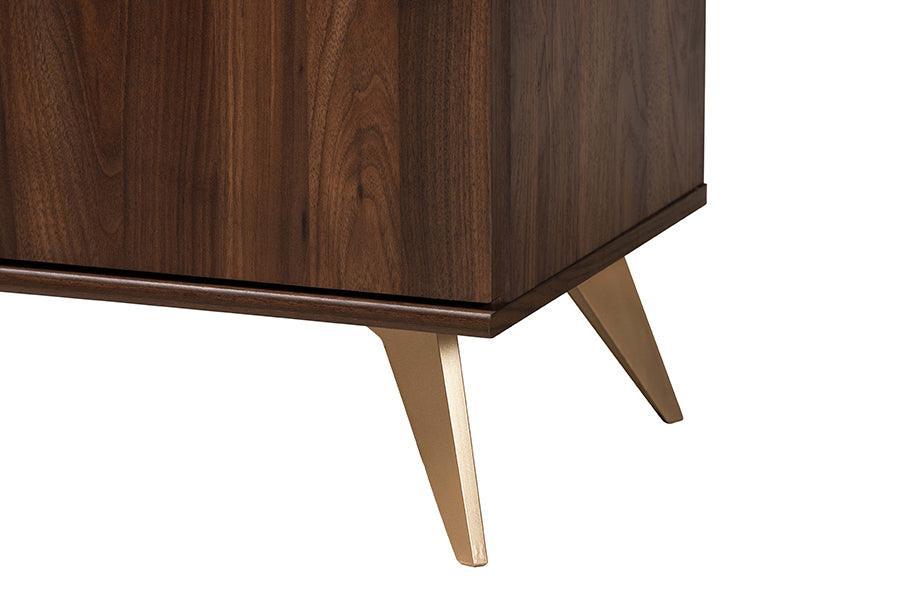 Baxton Studio Graceland Mid-Century Modern Transitional Walnut Brown Finished Wood 5-Drawer Storage Chest FredCo