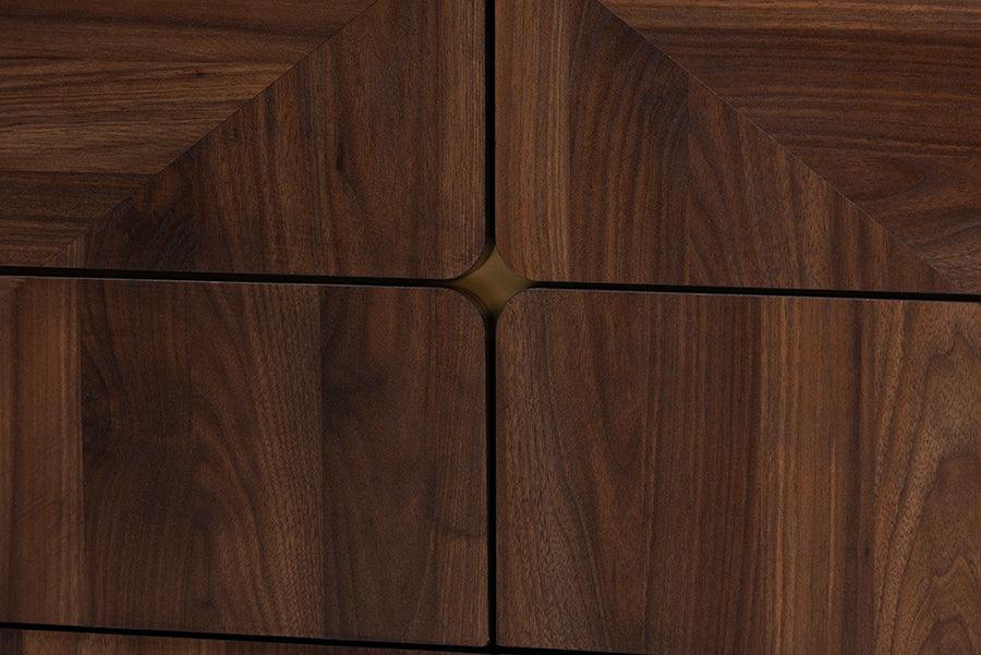 Baxton Studio Graceland Mid-Century Modern Transitional Walnut Brown Finished Wood 6-Drawer Dresser FredCo