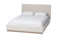 Baxton Studio Granger Velvet Upholstered Platform Bed with Channel Tufted Headboard, Modern Low Profile Bed Frame, Alabaster White, Queen FredCo