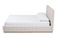 Baxton Studio Granger Velvet Upholstered Platform Bed with Channel Tufted Headboard, Modern Low Profile Bed Frame, Alabaster White, Queen FredCo