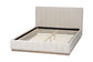 Baxton Studio Granger Velvet Upholstered Platform Bed with Channel Tufted Headboard, Modern Low Profile Bed Frame, Alabaster White, Queen FredCo