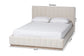 Baxton Studio Granger Velvet Upholstered Platform Bed with Channel Tufted Headboard, Modern Low Profile Bed Frame, Alabaster White, Queen FredCo