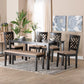 Baxton Studio Gustavo Modern Sand Fabric and Walnut Brown Finished Wood 6-Piece Dining Set FredCo