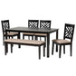 Baxton Studio Gustavo Modern Sand Fabric and Walnut Brown Finished Wood 6-Piece Dining Set FredCo