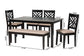 Baxton Studio Gustavo Modern Sand Fabric and Walnut Brown Finished Wood 6-Piece Dining Set FredCo