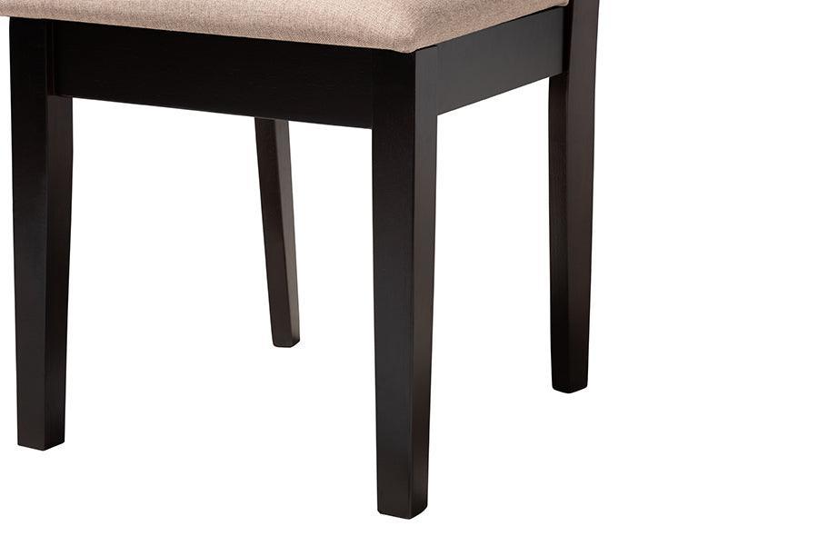 Baxton Studio Gustavo Modern Sand Fabric and Walnut Brown Finished Wood 6-Piece Dining Set FredCo