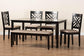 Baxton Studio Gustavo Modern Sand Fabric and Walnut Brown Finished Wood 6-Piece Dining Set FredCo