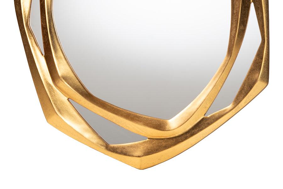 Baxton Studio Halen Antique Goldleaf Accent Wall Mirror FredCo