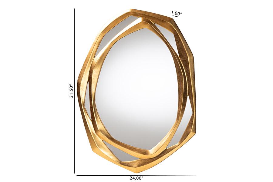 Baxton Studio Halen Antique Goldleaf Accent Wall Mirror FredCo