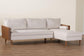 Baxton Studio Harleson Mid-Century Modern Beige Fabric and Walnut Brown Wood Right Facing Sectional Sofa FredCo