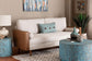 Baxton Studio Harleson Mid-Century Modern Beige Fabric and Walnut Brown Wood Sofa FredCo