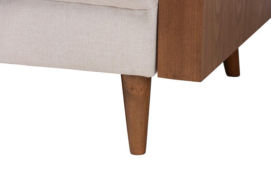 Baxton Studio Harleson Mid-Century Modern Beige Fabric and Walnut Brown Wood Sofa FredCo