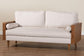 Baxton Studio Harleson Mid-Century Modern Beige Fabric and Walnut Brown Wood Sofa FredCo