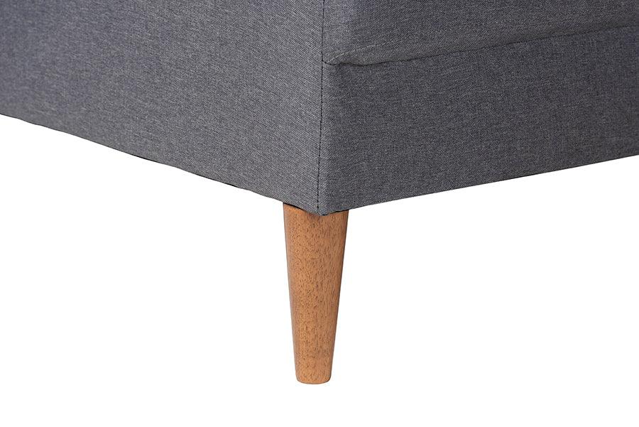 Baxton Studio Harleson Mid-Century Modern Grey Fabric and Walnut Brown Wood Right Facing Sectional Sofa FredCo