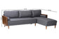 Baxton Studio Harleson Mid-Century Modern Grey Fabric and Walnut Brown Wood Right Facing Sectional Sofa FredCo