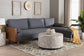 Baxton Studio Harleson Mid-Century Modern Grey Fabric and Walnut Brown Wood Right Facing Sectional Sofa FredCo