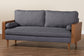 Baxton Studio Harleson Mid-Century Modern Grey Fabric and Walnut Brown Wood Sofa FredCo