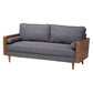 Baxton Studio Harleson Mid-Century Modern Grey Fabric and Walnut Brown Wood Sofa FredCo