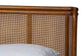 Baxton Studio Harrell Mid-Century Modern Grey Velvet and Woven Rattan Wood Queen Size Bed FredCo