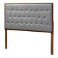 Baxton Studio Harumi Classic and Traditional Grey Fabric and Walnut Brown Finished Wood Headboard FredCo