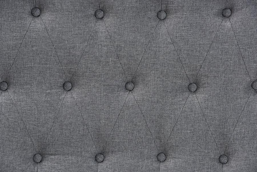 Baxton Studio Harumi Classic and Traditional Grey Fabric and Walnut Brown Finished Wood Headboard FredCo