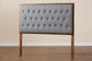 Baxton Studio Harumi Classic and Traditional Grey Fabric and Walnut Brown Finished Wood Headboard FredCo