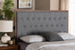 Baxton Studio Harumi Classic and Traditional Grey Fabric and Walnut Brown Finished Wood Headboard FredCo