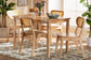Baxton Studio Haviland Mid-Century Modern Oak Brown Finished Wood and Rattan 5-Piece Dining Set FredCo