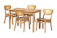 Baxton Studio Haviland Mid-Century Modern Oak Brown Finished Wood and Rattan 5-Piece Dining Set FredCo